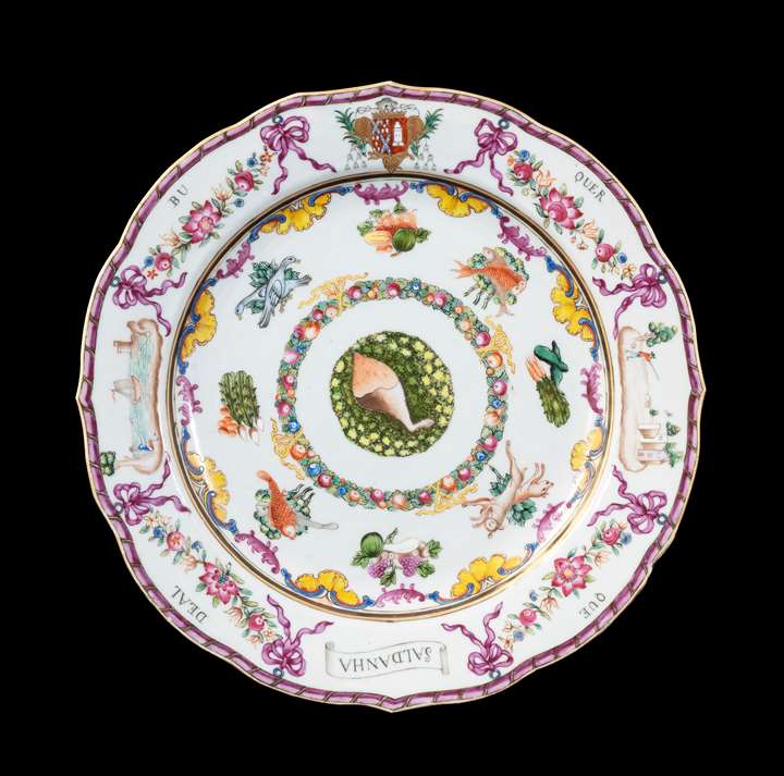 GG: Chinese armorial dinner plate, arms of Saldanha e Albuquerque